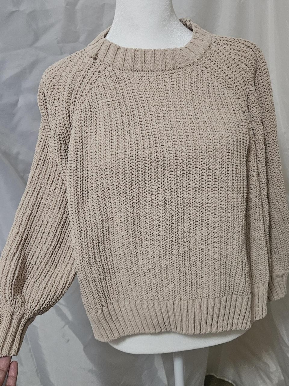 Love Beige Crewneck Chunky Knit Sweater